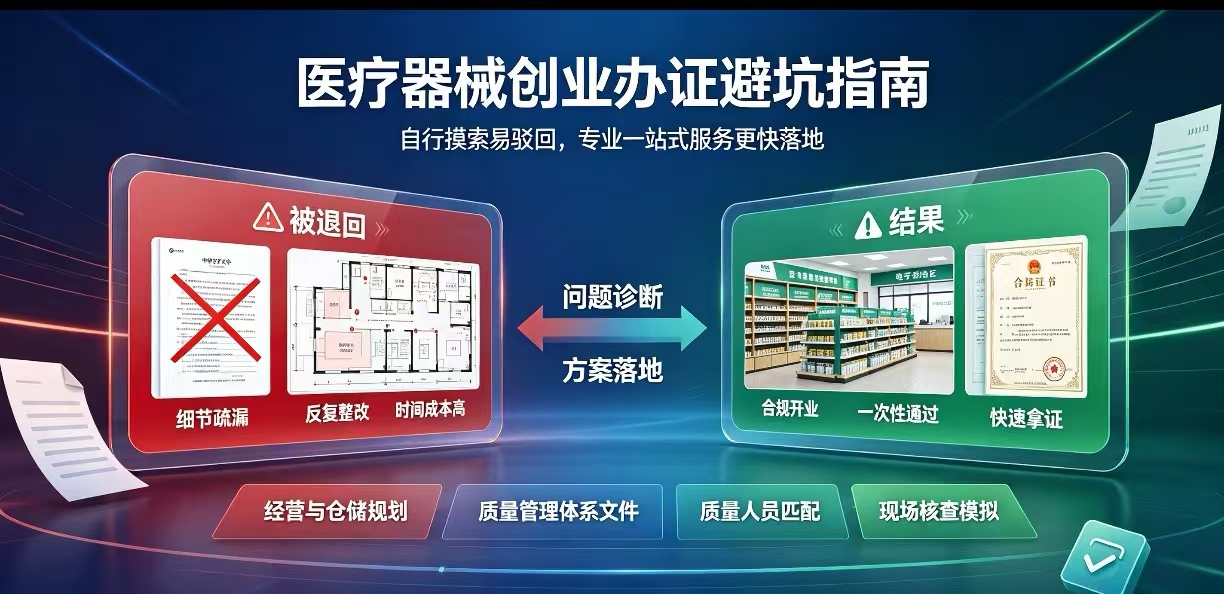 医疗器械创业案例:自行申报多次驳回,药正通一站式落地顺利拿证